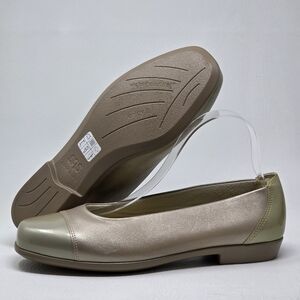 SAS SCENIC Champagne Leather Cap Toe Tripad Comfort Ballet Flat Shoe Size 9.5M